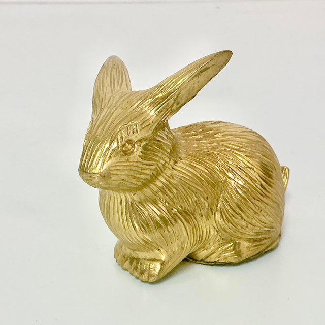 Brass Mid-Century Hollywood Regency Boho Chic Brass Bunny Figurine. For Sale - Image 8 of 13