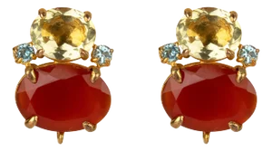 Agnes Studs, Orange, Pierced