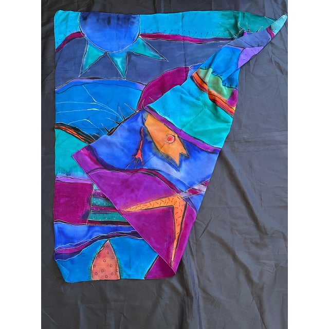 Surrealist Painting on Textile Silk Fabric Panel For Sale - Image 9 of 11