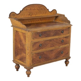 19th Century English Pine Grain Painted Galleried Chest For Sale