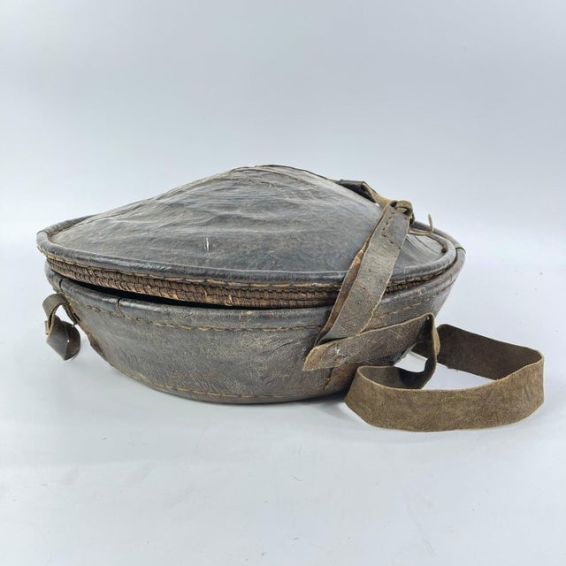 Animal Skin Early 20th Century Large Mesob Lidded Leather Wrapped Lunch Basket Ethiopia For Sale - Image 7 of 10