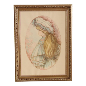 Mary Vickers Handcolored Lithograph, 'Golden Tresses'