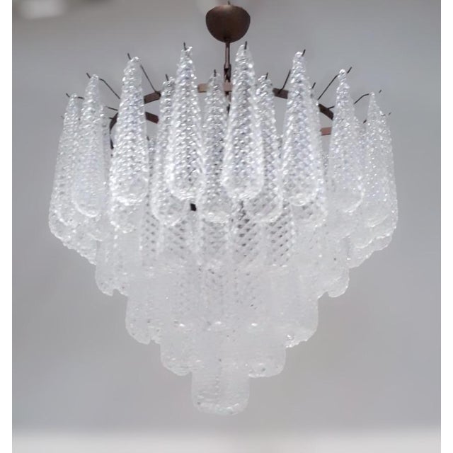Italian 21st Century Murano Etched Tears Chandelier by Fabio LTD For Sale - Image 3 of 7