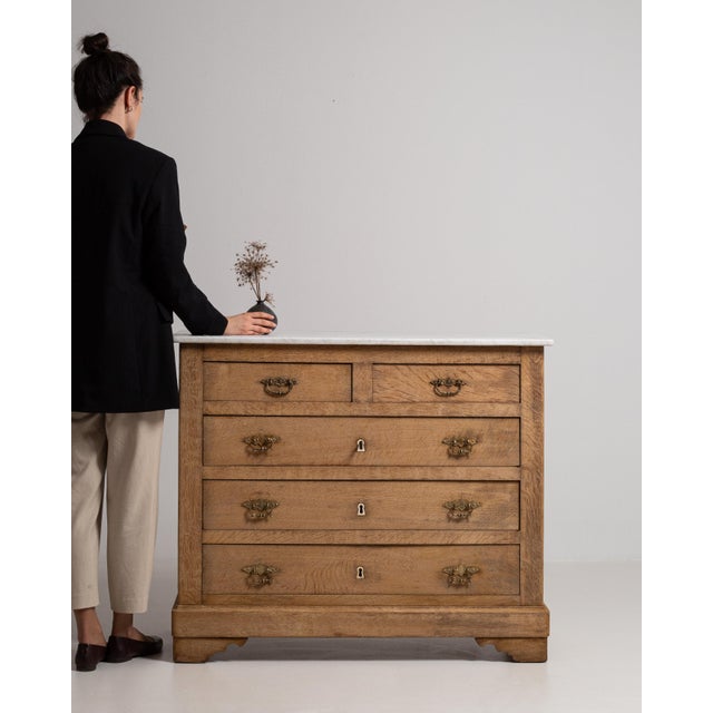 19th Century Oak Chest Of Drawers With Marble Top For Sale - Image 16 of 17