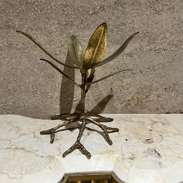 Brutalist 1970s Brutalist Brass Gold Leaf Plant Stand For Sale - Image 3 of 5