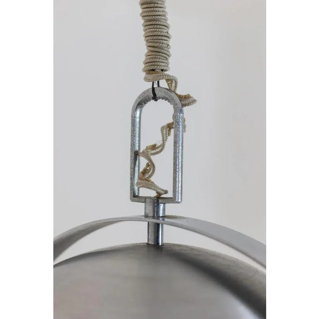 Industrial Style Pendant Light in Brushed and Opaline Metal, 1970s For Sale - Image 11 of 13