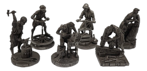 Vintage Pewter Guild Sculptures by Quirin Roth, 1970s, Set of 6