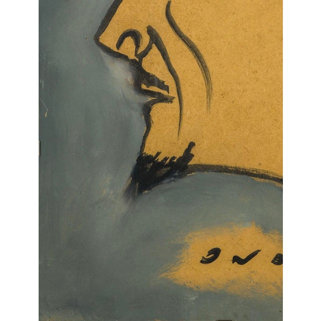 Mid-Century George Grosz Follower Tempera Portrait, Framed For Sale - Image 4 of 12