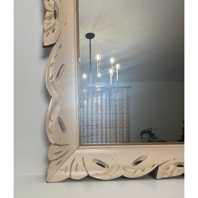 Wood Scandinavian Mid Century Solid Wood Wall Mirror For Sale - Image 7 of 12