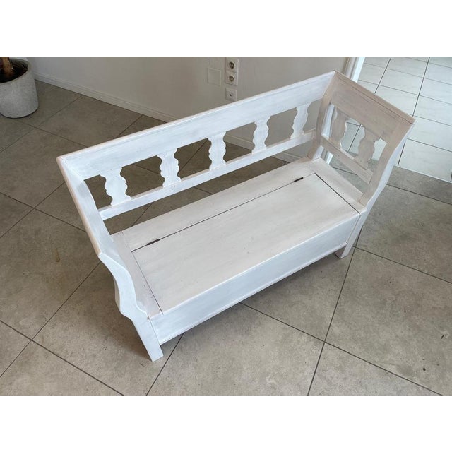 White Provincial Natural Wood Kitchen Bench Chest For Sale - Image 8 of 16