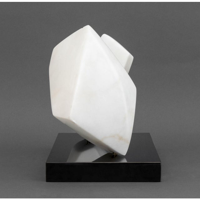 Stone Modernist Abstract White Marble Sculpture, 1986 For Sale - Image 7 of 9