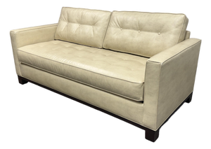 Queen Size Mid-Century Modern Vegan Leather Tufted Sleeper Sofa