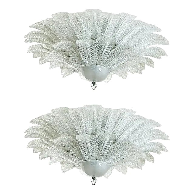 Venetian Murano Glass Flush Mounts from Simoeng, Set of 2 For Sale