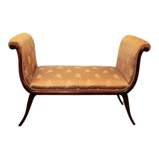 Regency Style Mahogany Upholstered Bench For Sale