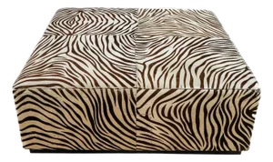Zebra Pattern Horse Hair Oversize Square Ottoman