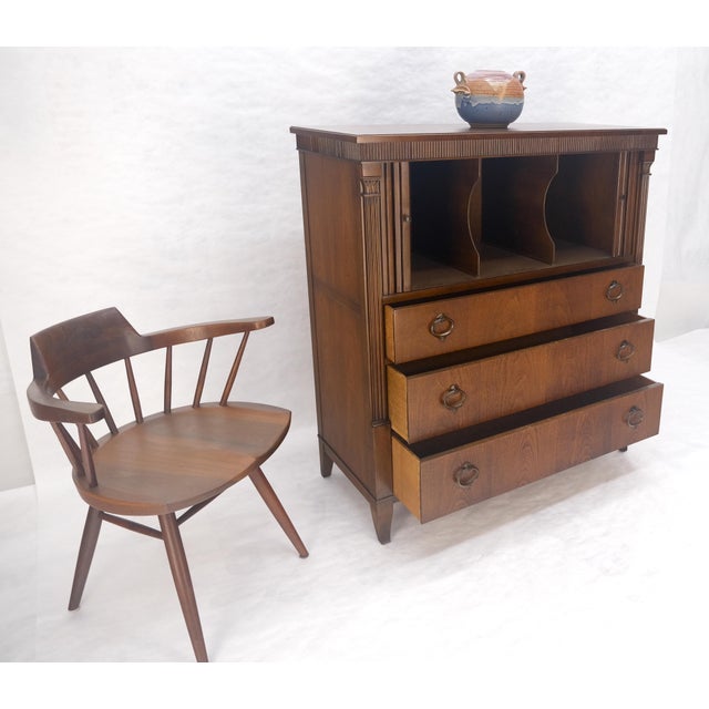 Wood Baker Mid Century 3 Drawers Tambour Doors High Gentleman's Chest Dresser MINT! For Sale - Image 7 of 10