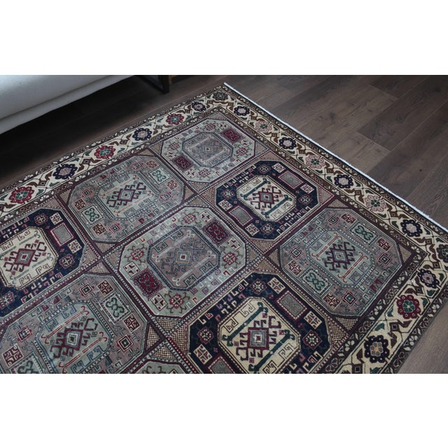 1970s 1970s Vintage Turkish Handmade Wool Cotton Brown Area Rug For Sale - Image 5 of 11