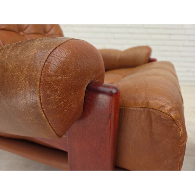 Set of Swedish Lounge Chair and Ottoman in Leather, 1970s For Sale - Image 16 of 18