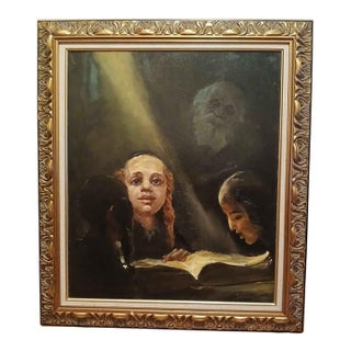1960s Framed Judaica Oil Painting on Canvas For Sale