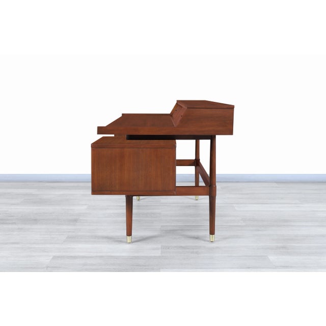 1960s Vintage "Biscayne" Floating Top Walnut Desk by Drexel For Sale - Image 10 of 13