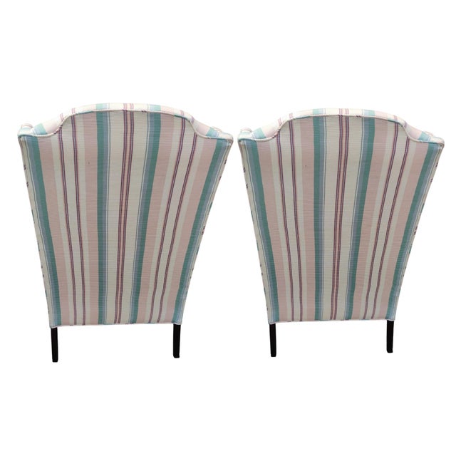 1990s Elevate Your Space With a Pair of Ethan Allen Queen Anne Wingback Chairs, Combining Timeless American Craftsmanship With a Lively, Elegant Aesthetic. For Sale - Image 5 of 11