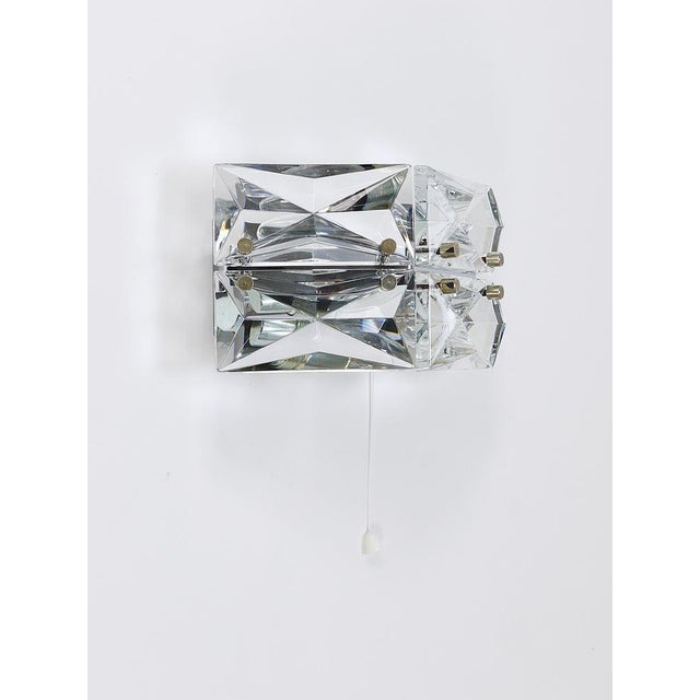 Facetted Crystal & Chrome Sconces / Prism Glass Wall Lights attributed to Kinkeldey, 1970s, Set of 2 For Sale - Image 10 of 18