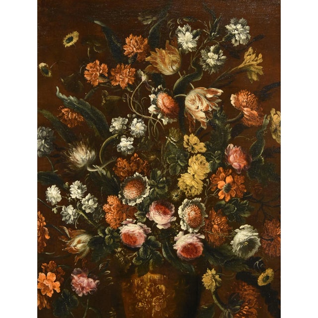 Andrea Scacciati, Flowers Still Life, 1680, Oil on Canvas, Framed For Sale - Image 4 of 15