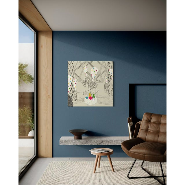2020s Rainbow Heads by Steve Moors, 36"x36" Ready to Hang. For Sale - Image 5 of 11
