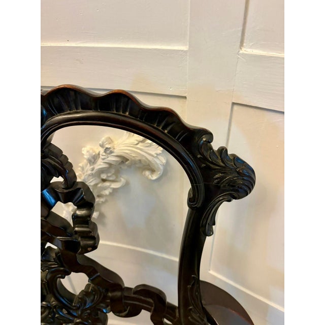 Mid 19th Century Antique Victorian Carved Mahogany Chippendale Style Ribbon Back Desk Chair, 1860 For Sale - Image 5 of 16