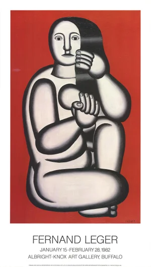 1982 Fernand Leder Nude on a Red Background Lithograph