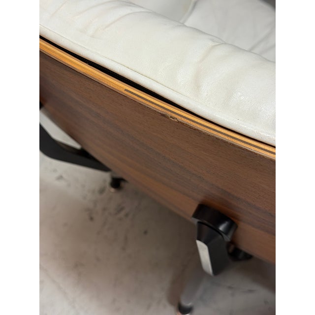 1980’s Rosewood White Leather Herman Miller Eames Lounge Chair New Ottoman For Sale - Image 15 of 18