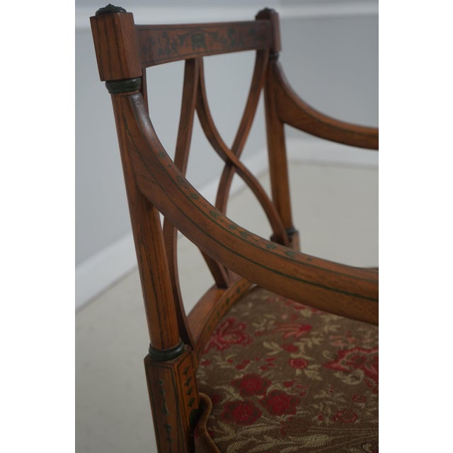 Wood Adams Paint Decorated Cane Seat W. Cushion Armchair For Sale - Image 7 of 18