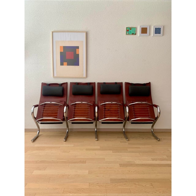 Bauhaus Bauhaus Cinema Series Chrome & Leather Armchair Bench Cinema by Pfalzberger, 1970s For Sale - Image 3 of 18