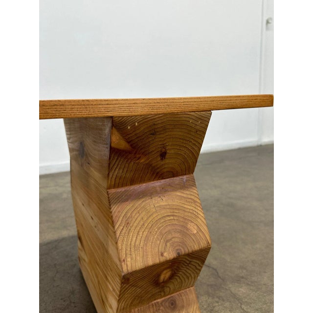 Custom Made Oak “Zigzag” Bench For Sale - Image 10 of 13