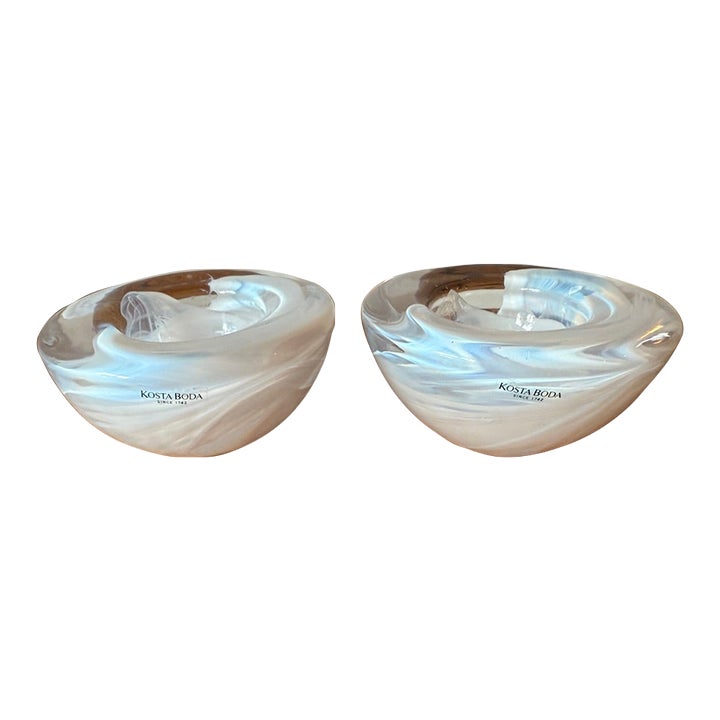 Late 20th Century Kosta Boda "atoll" Votive Candle Holders- A Pair