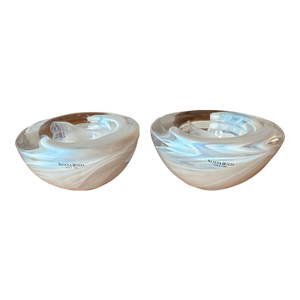 Late 20th Century Kosta Boda "Atoll" Votive Candle Holders- a Pair