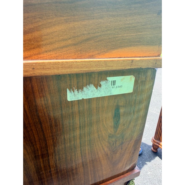 1970s French Louis XV Style Burl Wood Cylinder Roll Top Writing Desk With Brass Gallery and Ormolu Mounts For Sale - Image 12 of 12