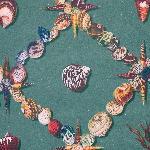 Traditional Schumacher Grotto Treillage Wallpaper, Multi on Teal For Sale - Image 3 of 6