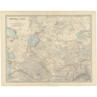 Antique Map of Central Asia, 1903 For Sale
