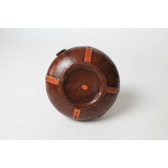 Vintage Nautical Italian Hand Tooled Leather Wrapped Decanter Bottle For Sale - Image 10 of 13