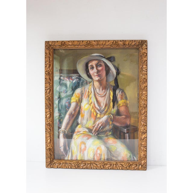 Fanny Billaud, Female Portrait, 1932, Pastel Artwork, Framed For Sale - Image 6 of 11