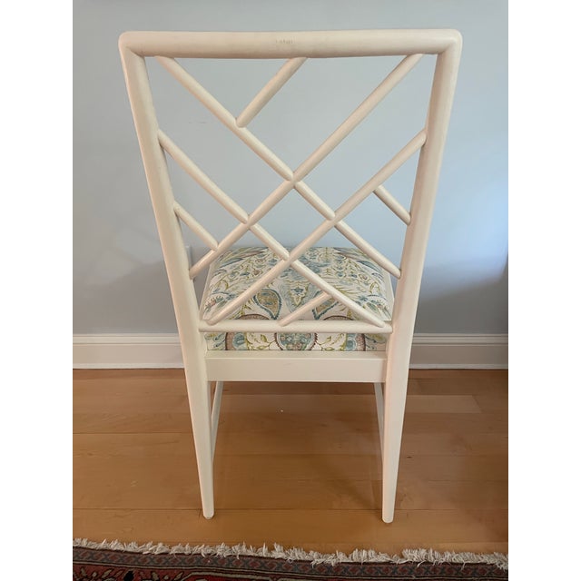 Early 21st Century Chinese Chippendale Style WhiteChair Newly Upholstered. For Sale - Image 5 of 7