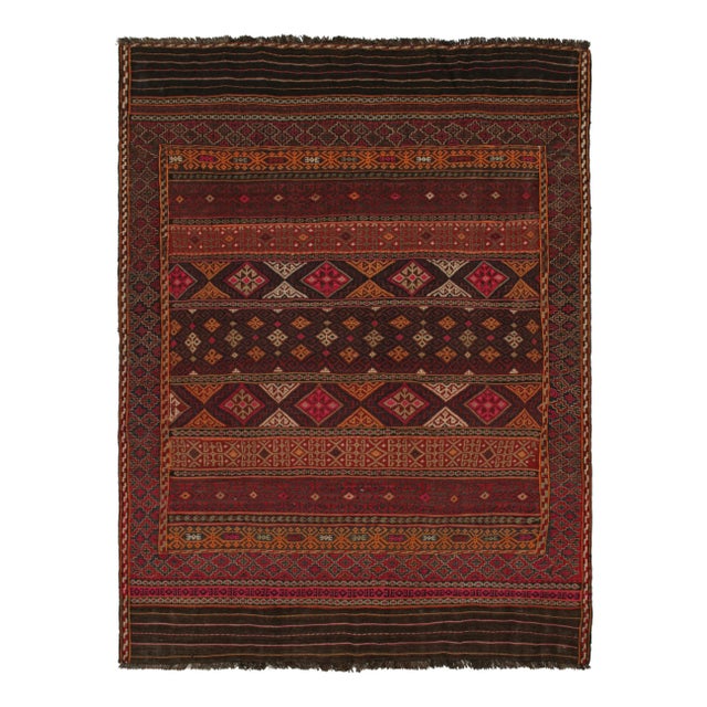 Brown 1950s Vintage Baluch Tribal Kilim in Brown, Red & Orange Patterns by Rug & Kilim For Sale - Image 8 of 8