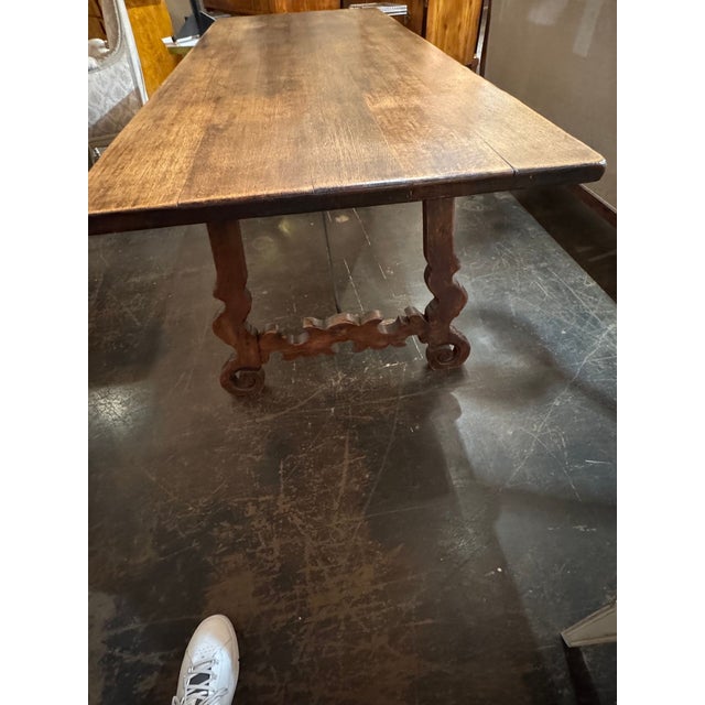 19th C. Spanish Walnut Trestle Table For Sale In Dallas - Image 6 of 8