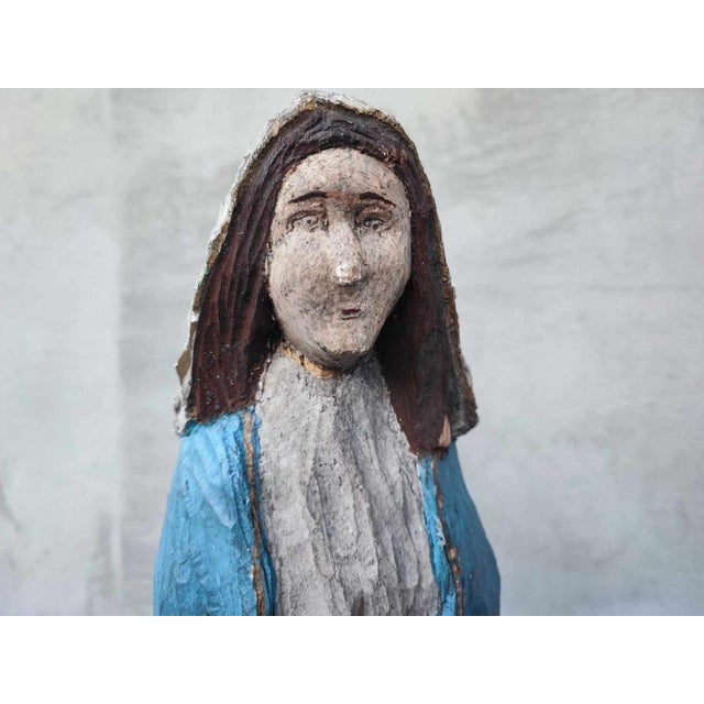 Art Deco Wooden Folk Figurine of the Virgin Mary, 1920s For Sale - Image 6 of 10