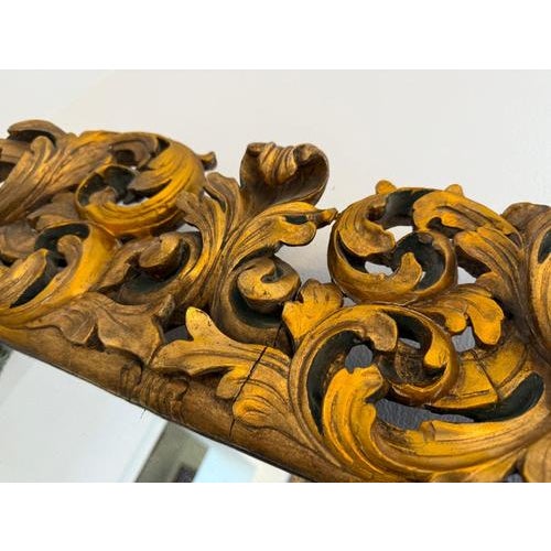 Florentine Wood Mirror with Acanthus Leaf Carvings For Sale - Image 13 of 15