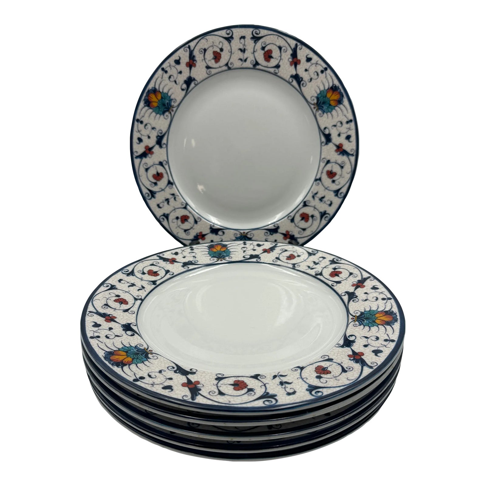 1990s Sarreguemines France Porcelain Pyroblan Custom Made Plates