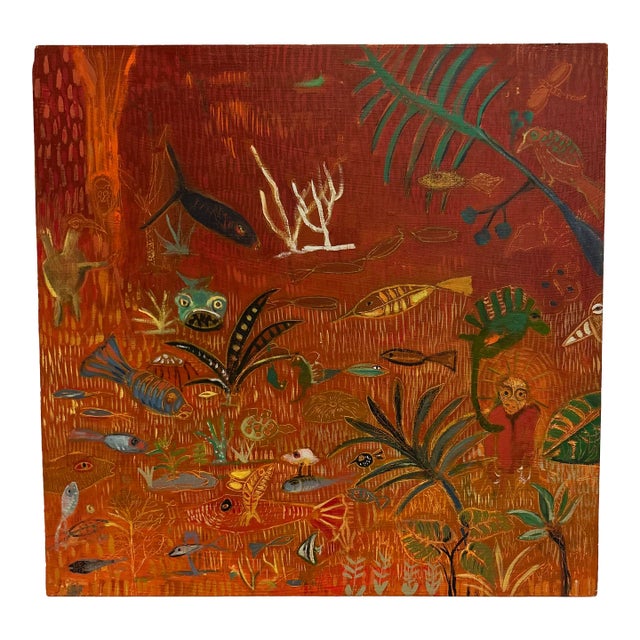 Susan B. Howard Original Oil Painting “Sienna Swim” 1999 For Sale