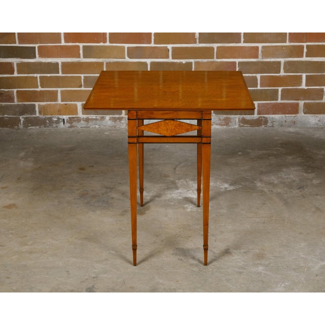 19th Century French 19th Century Burlwood Folding Table with Inlaid Accents and Diamond Motif For Sale - Image 5 of 12