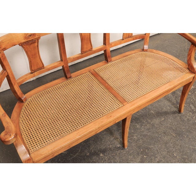 Italian 3-Chair Back Sofa Bench W/Cane Seat For Sale - Image 4 of 11